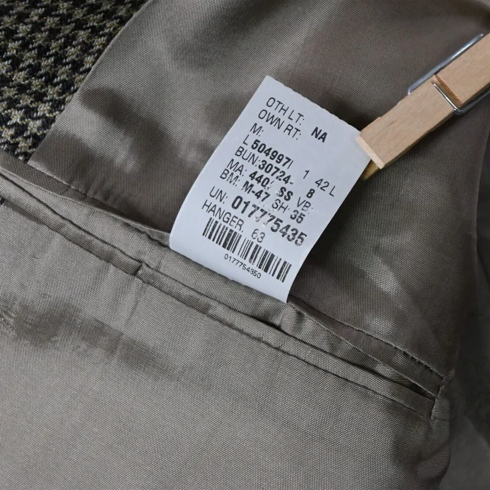 IZOD 42L Brown Houndstooth 100% Wool‎ Mens Blazer Sport Coat Jacket